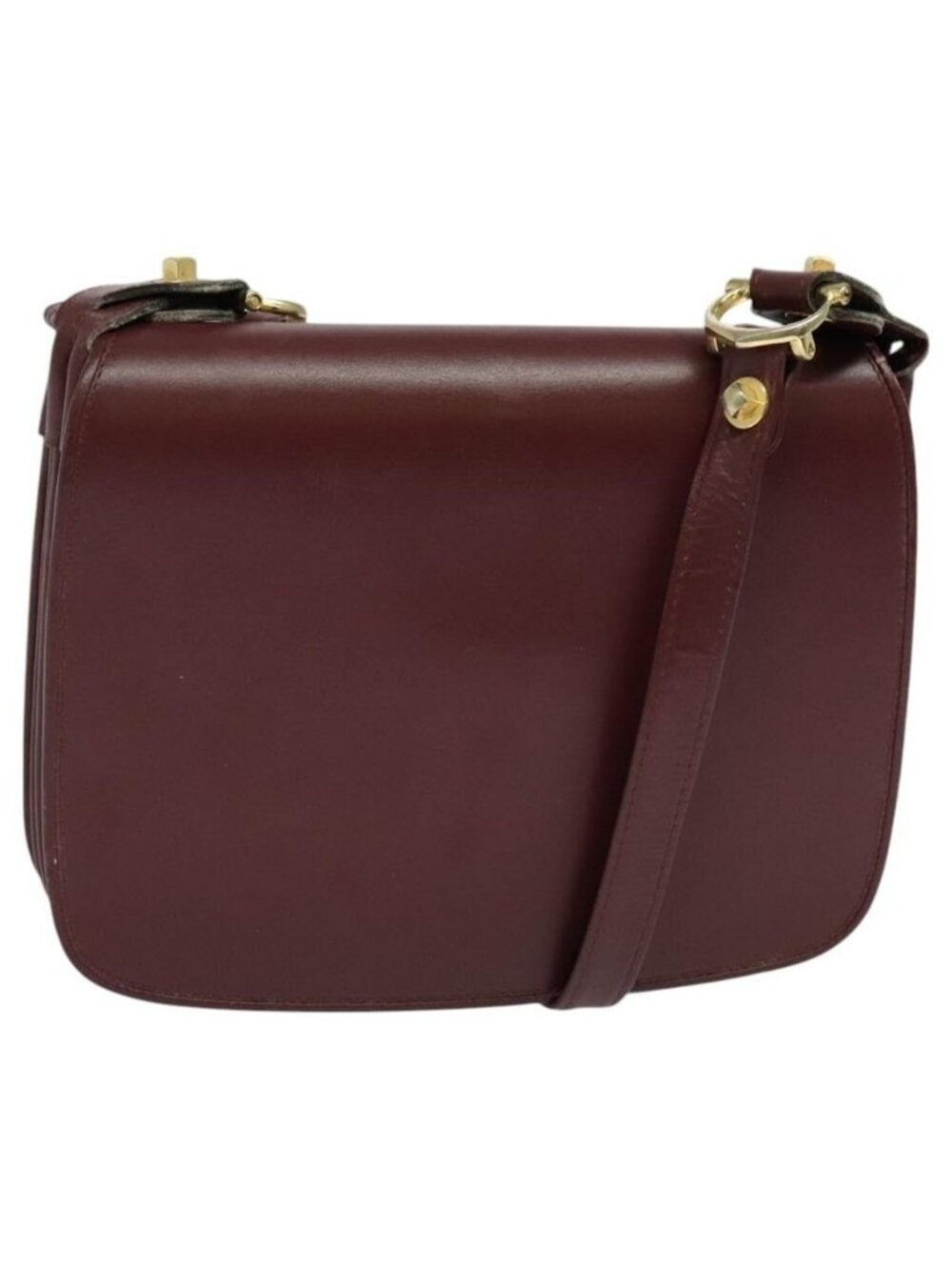 Authentic CARTIER Must Line Shoulder Bag Leather Bordeaux Gold